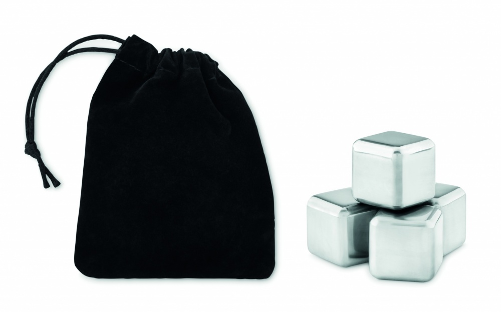 Logotrade promotional merchandise picture of: Set of 4 SS ice cubes in pouch